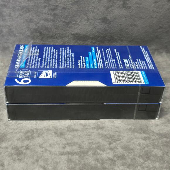 Maxell Video Cassette Standard Grade 6 Hours T-120 Blank VHS Tape 2 New Tapes - Picture 4 of 5